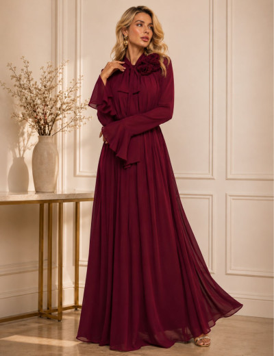VESTIDO CREPE BELLE VINHO