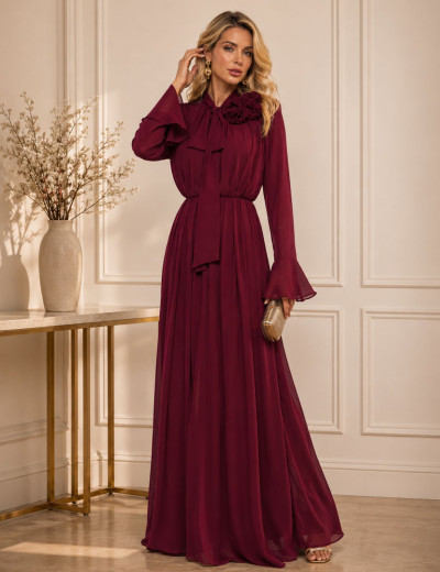 VESTIDO CREPE BELLE VINHO