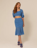 Conjunto Renda Floral Maria Azul