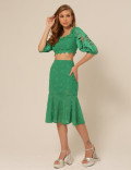 Conjunto Renda Floral Maria Verde