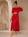 Vestido Longuete Brilho Sandy Vermelho