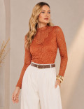 BLUSA EM RENDA EMANUELLE CARAMELO
