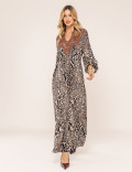 VESTIDO ANIMAL PRINT JASMIM MARROM