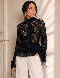 CAMISA RENDA FLORA PRETA
