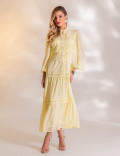 VESTIDO LONGO COM GUIPIR VIVIANE AMARELO