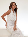 Vestido Renda Babados Chloe Off White