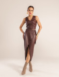 CONJUNTO COURO PU SAVANA MARROM