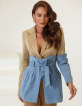 BLAZER CONTRAPOSIÇÃO JEANS TRISHA BEGE