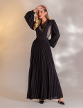 VESTIDO LONGO PLISSADO SOPHIE PRETO