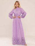 VESTIDO MIDI COM RENDA LIRA LAVANDA
