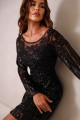 Vestido de Tule e Paetê Fernanda Preto