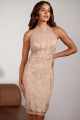 Vestido Tule Trabalhado Paetê Scarlet Bege