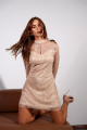 Vestido Tule Trabalhado em Paetê Vitória Rosé
