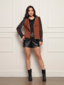 Jaqueta Biker Paetê Joana Marrom