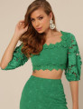 Conjunto Renda Floral Maria Verde