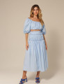 Conjunto Tricoline Franzido Rebeca Azul