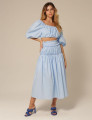 Conjunto Tricoline Franzido Rebeca Azul