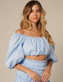 Conjunto Tricoline Franzido Rebeca Azul