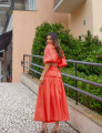 Conjunto Tricoline Franzido Rebeca Laranja