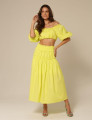Conjunto Tricoline Franzido Rebeca Amarelo