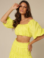 Conjunto Tricoline Franzido Rebeca Amarelo