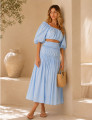 Conjunto Tricoline Franzido Rebeca Azul