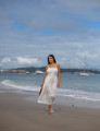 Vestido Tricoline Franzido Bella Branco