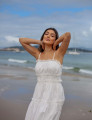 Vestido Tricoline Franzido Bella Branco