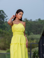 Vestido Tricoline Franzido Bella Verde Neon