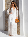 Vestido Longo Franjas Isla Off White