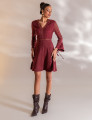 VESTIDO CURTO SUEDE VÂNIA VINHO