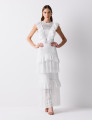 Vestido Tricô Babados Denise Off White