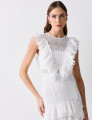 Vestido Tricô Babados Denise Off White