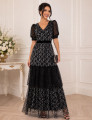 Vestido Tule Paetê Tassia Preto