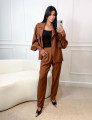 CONJUNTO CAMISA OVERSIZED ZURI MARROM