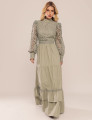 VESTIDO COM RENDA AGNES VERDE OLIVA