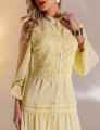VESTIDO LONGO COM GUIPIR VIVIANE AMARELO