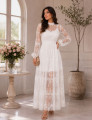 Vestido Renda Transparente Alana Branco