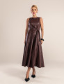VESTIDO COURO PU RECORTES YUNA VINHO