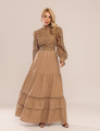 VESTIDO COM RENDA AGNES CAQUI