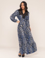 VESTIDO ANIMAL PRINT JASMIM AZUL MARINHO