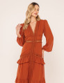 VESTIDO  DECOTE V DONATELA MARROM