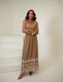 CONJUNTO DE ALGODÃO COM SAIA BORDADA PAMELA BEGE