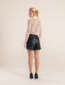 SHORTS SAIA DE COURO PU MINA PRETO