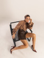SHORTS SAIA DE COURO PU MINA MARROM