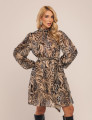 VESTIDO CURTO ANIMAL PRINT ELARA MARROM