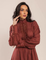 VESTIDO CURTO COM RENDA ELAH MARROM