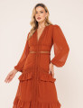 VESTIDO  DECOTE V DONATELA MARROM