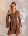 VESTIDO CURTO SUEDE VÂNIA MARROM