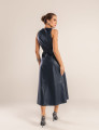 VESTIDO COURO PU RECORTES YUNA AZUL MARINHO